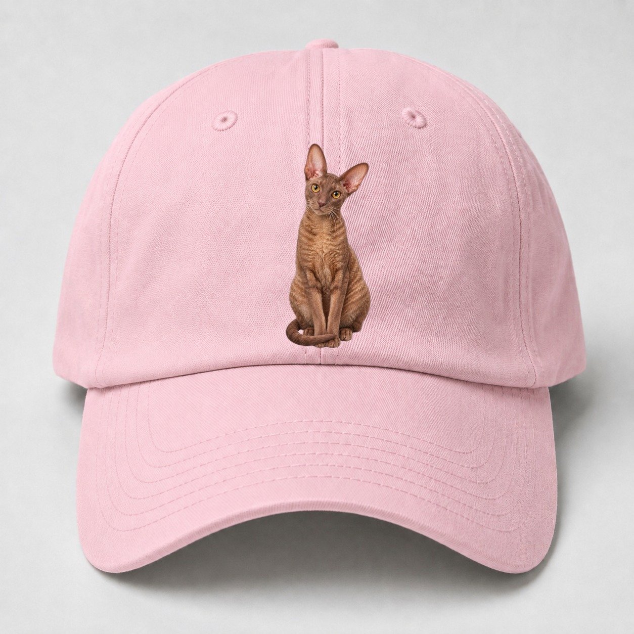 Cornish Rex Seated Portrait Realistic Cat Portrait Baseball Cap – Pink