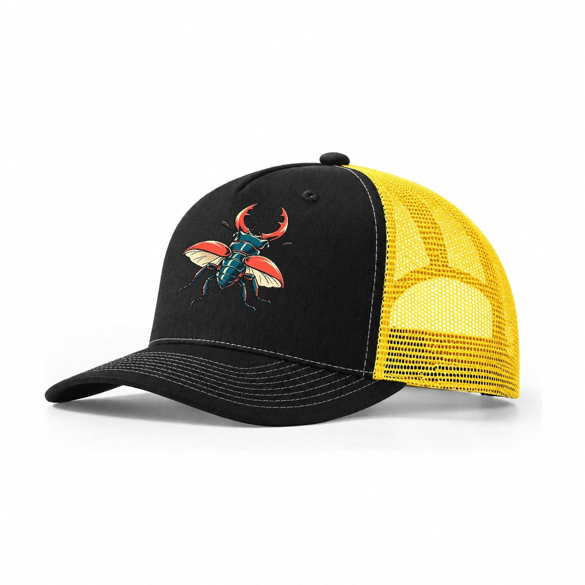 Stag Beetle Rise Trucker Hat – Black Yellow