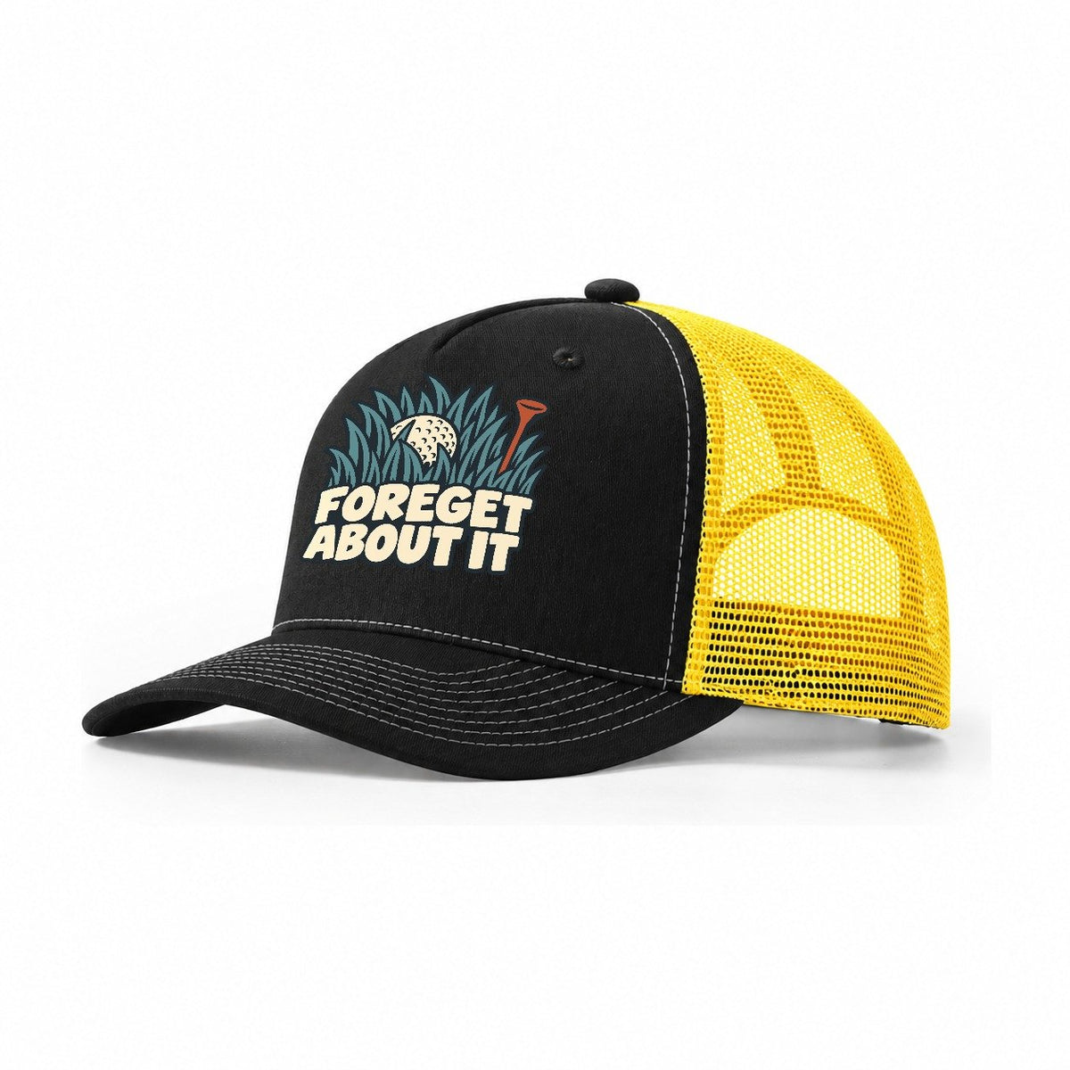 Foreget About It Familiar Punchlines Trucker Hat – Black Yellow