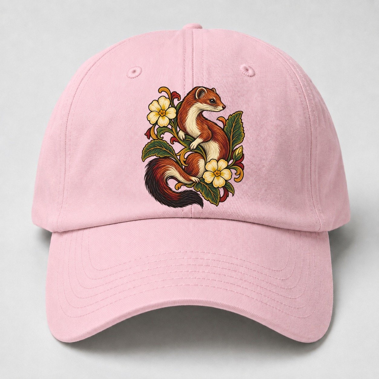 British Stoat And Primrose Uk Culture Heritage Baseball Cap – Pink