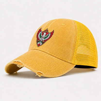 Hungary Minimal Emblem Country Logos Washed Trucker Hat – Yellow
