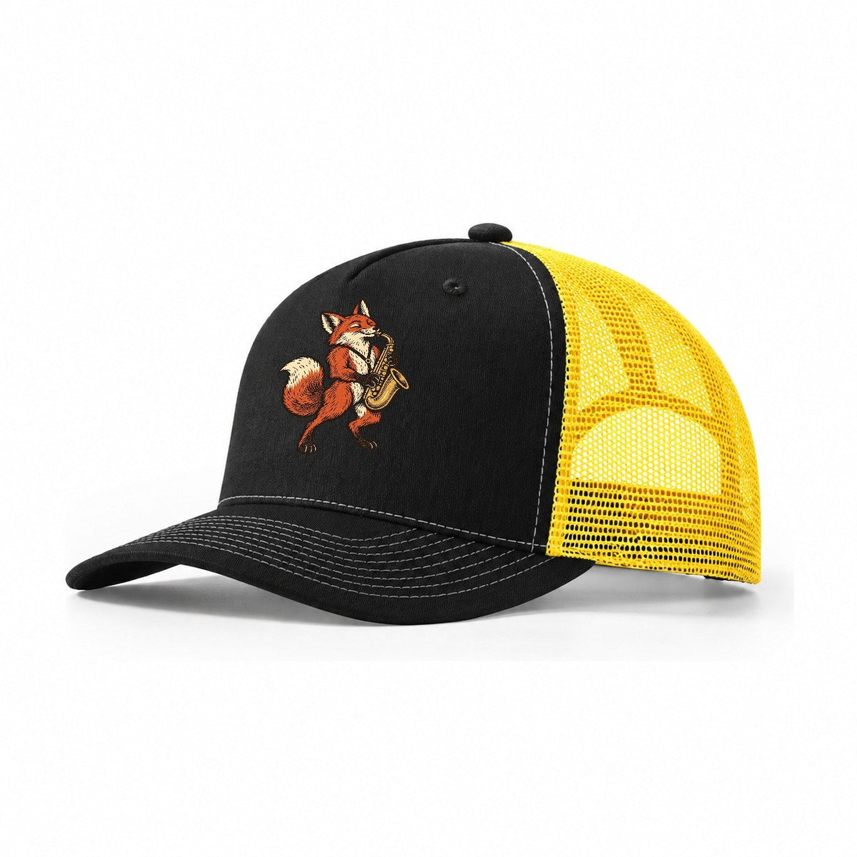 Fox Saxophonist Sundown Familiars Trucker Hat – Black Yellow