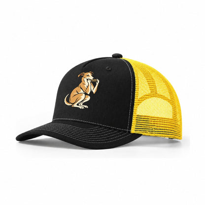 Whippet Blues Harp Sundown Familiars Trucker Hat – Black Yellow