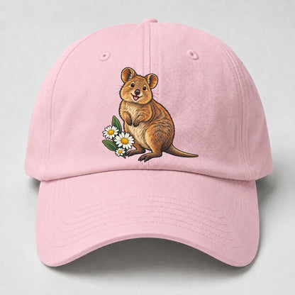 Quokka And Coastal Daisy Australia Cultural Icons Baseball Cap – Pink