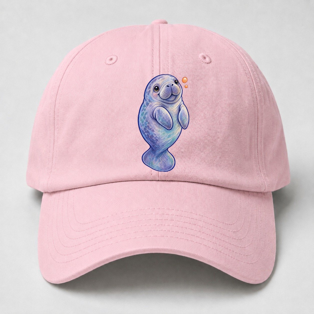 Manatee Upward Float Sea Sprite Baseball Cap – Pink