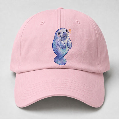 Manatee Upward Float Sea Sprite Baseball Cap – Pink