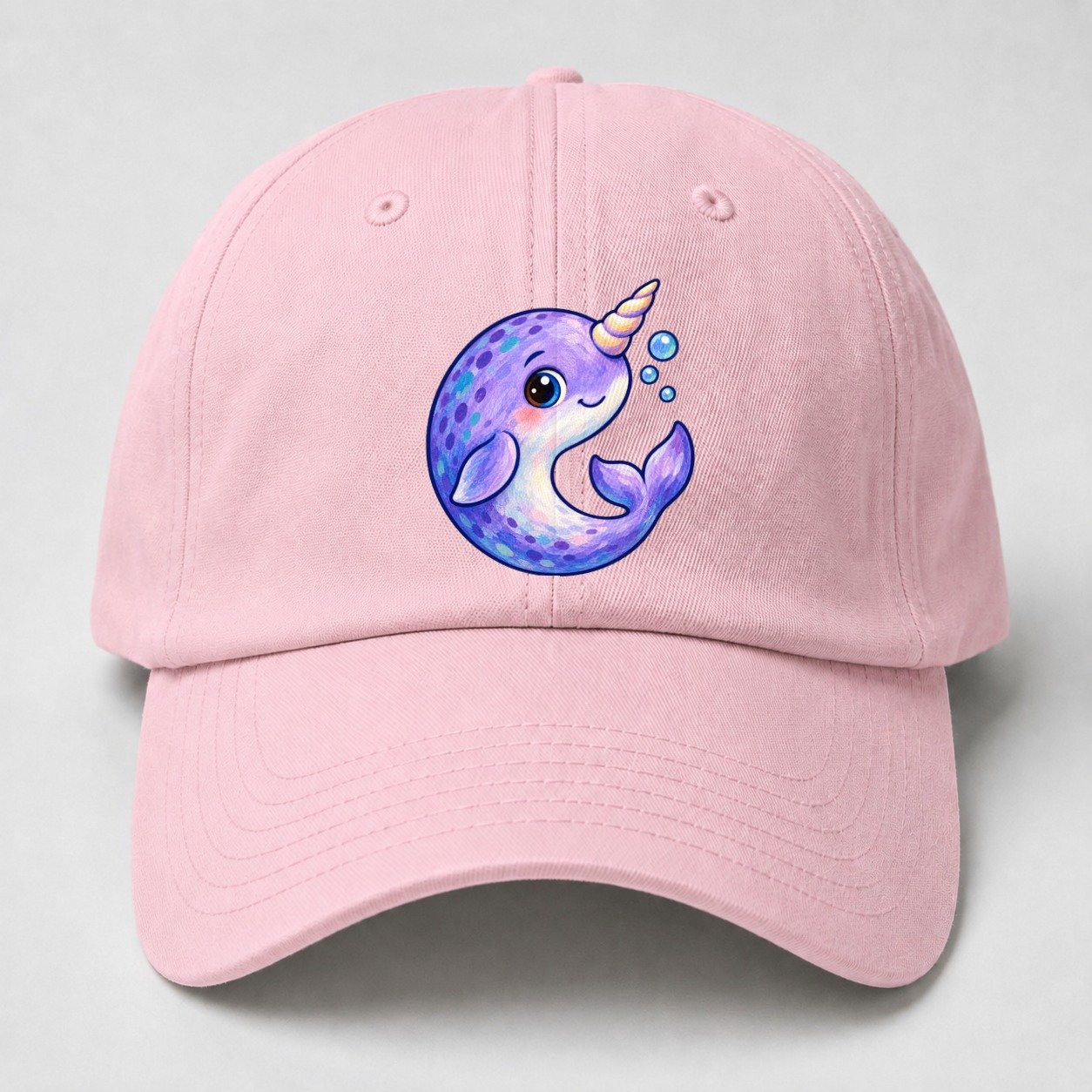 Narwhal Crescent Curl Sea Sprite Baseball Cap – Pink