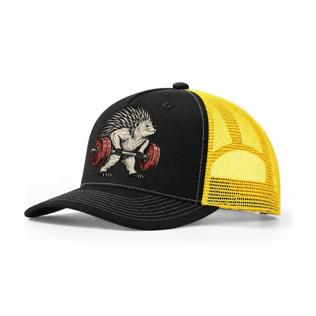 Porcupine Quill Rows Animal Lifters Trucker Hat – Black Yellow