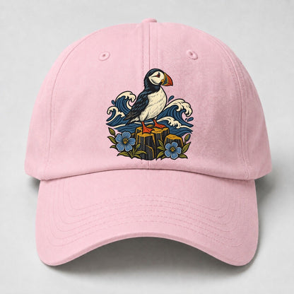 Causeway Coast Puffin And Flax Flowers Uk Culture Heritage Baseball Cap – Pink