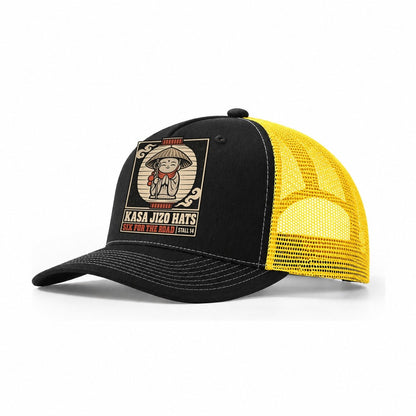 Kasa Jizo Hats Yokai Night Market Trucker Hat – Black Yellow