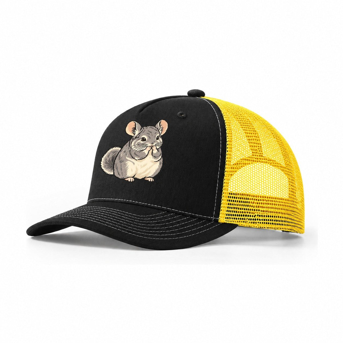 Chinchilla Whisker Wash Small Pet Logos Trucker Hat – Black Yellow