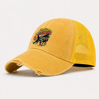 Vintage Grand Piano Music Instruments Washed Trucker Hat – Yellow