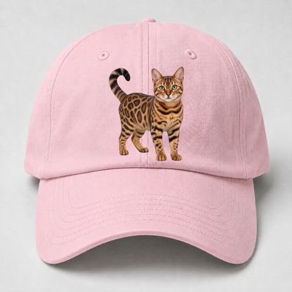 Bengal Standing Three Quarter Realistic Cat Portrait Baseball Cap – Pink
