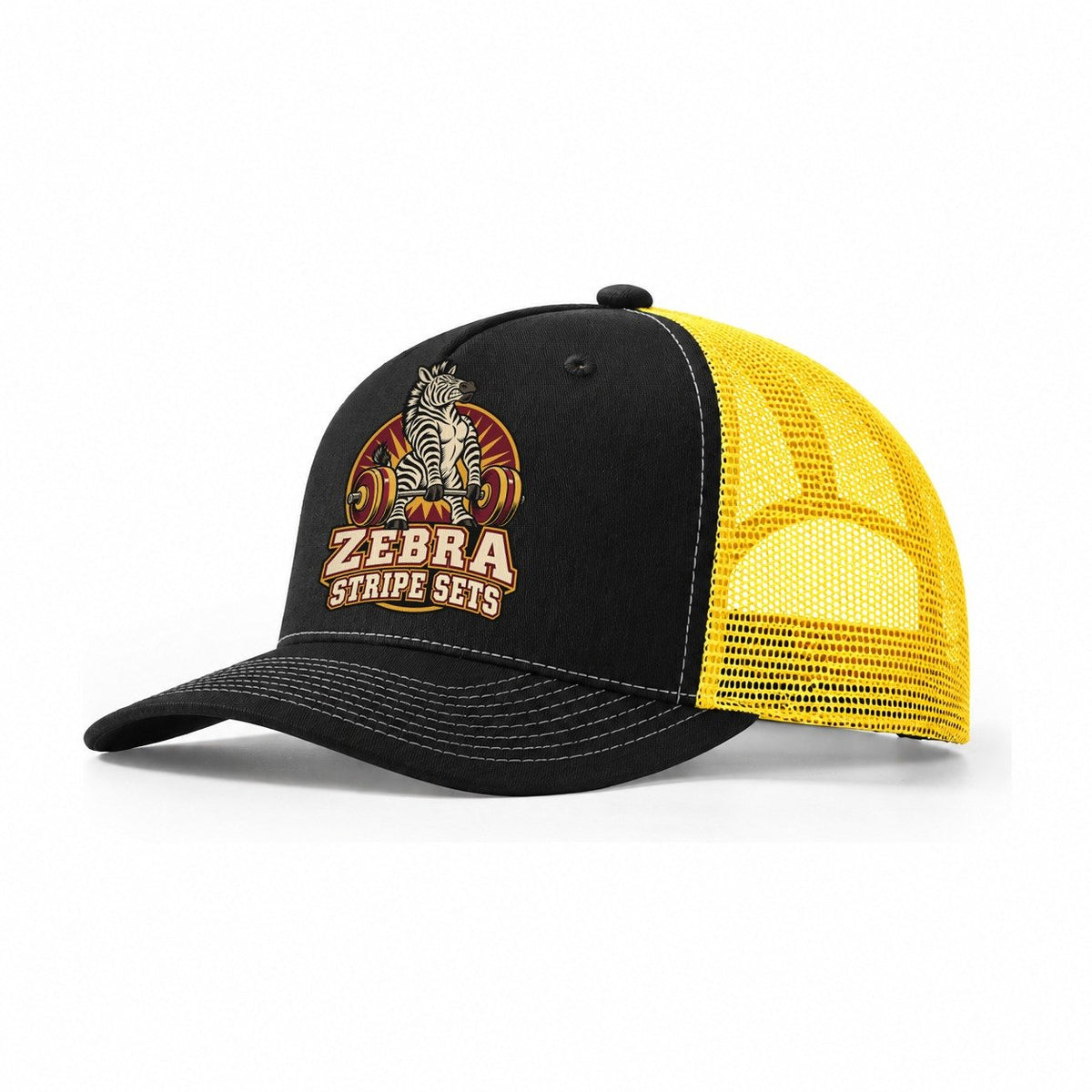Zebra Stripe Sets Animal Lifters Trucker Hat – Black Yellow