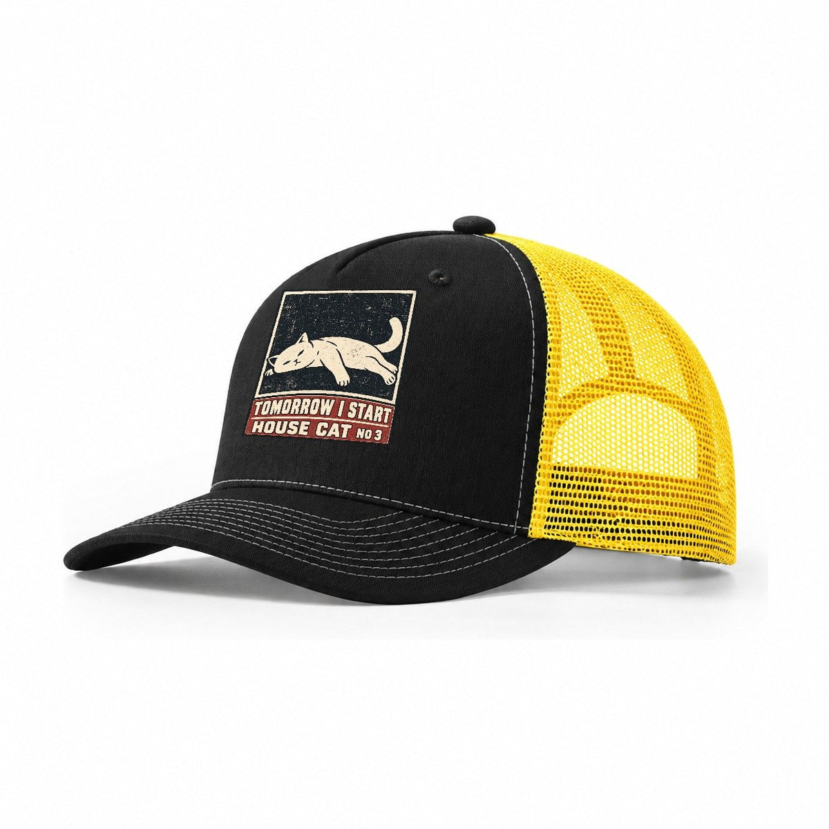 Tomorrow I Start Neko Says No Trucker Hat – Black Yellow