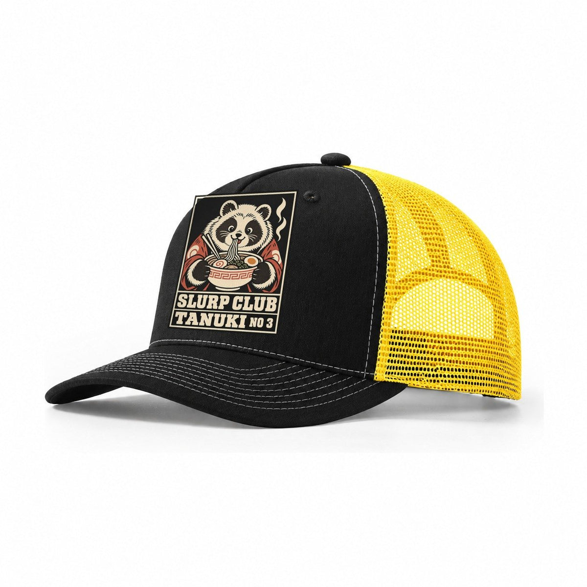 Tanuki Tonkotsu Slurp Club Trucker Hat – Black Yellow
