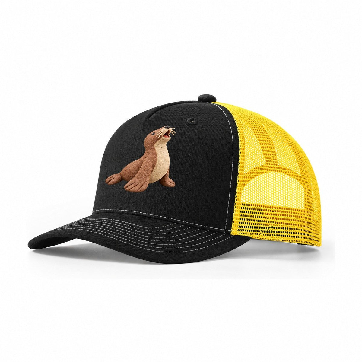 Sea Lion Bell Trucker Hat – Black Yellow