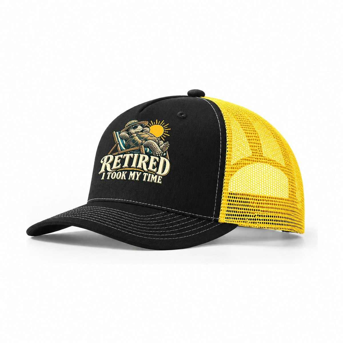 Retired Took My Time Everyday Originals Trucker Hat – Black Yellow