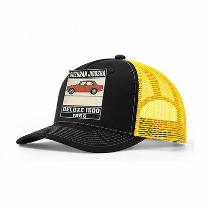Suzuran Deluxe Showa Speed Plates Trucker Hat – Black Yellow
