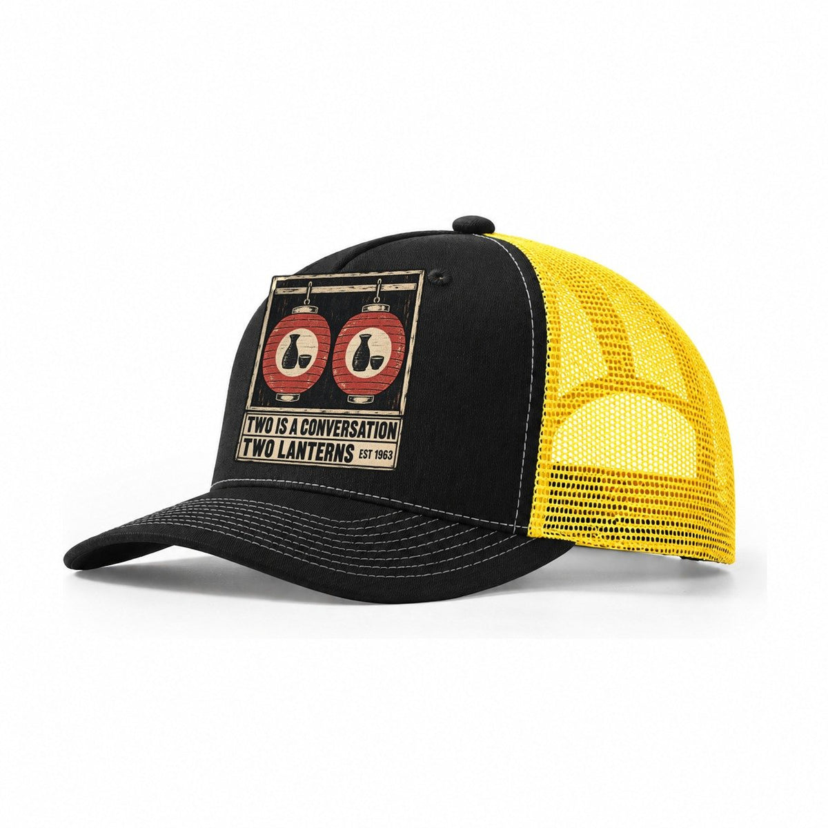 Two Lanterns Izakaya Rules Trucker Hat – Black Yellow