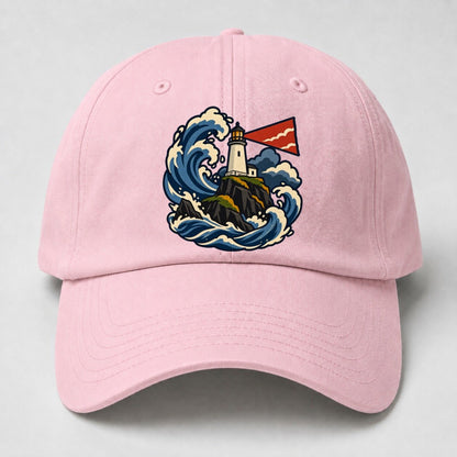 Hebridean Lighthouse And Storm Wave Uk Culture Heritage Baseball Cap – Pink