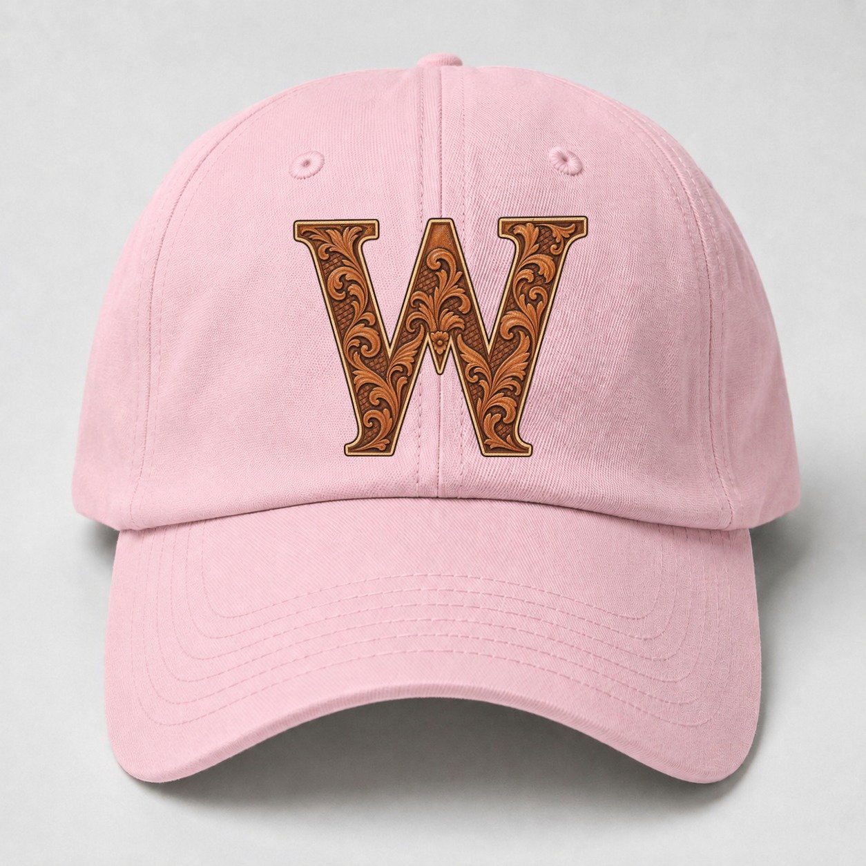 Tooled Leather W Monogram Baseball Cap – Pink