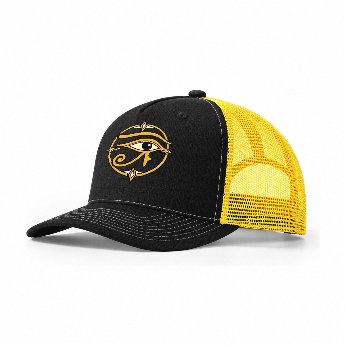 Wedjat In Gold Quiet Wards Heritage Trucker Hat – Black Yellow