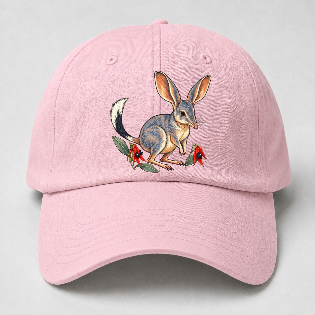 Greater Bilby And Sturt Desert Pea Australia Cultural Icons Baseball Cap – Pink