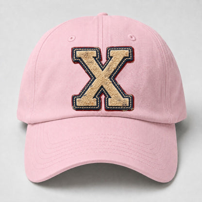 Varsity Chenille X Monogram Baseball Cap – Pink