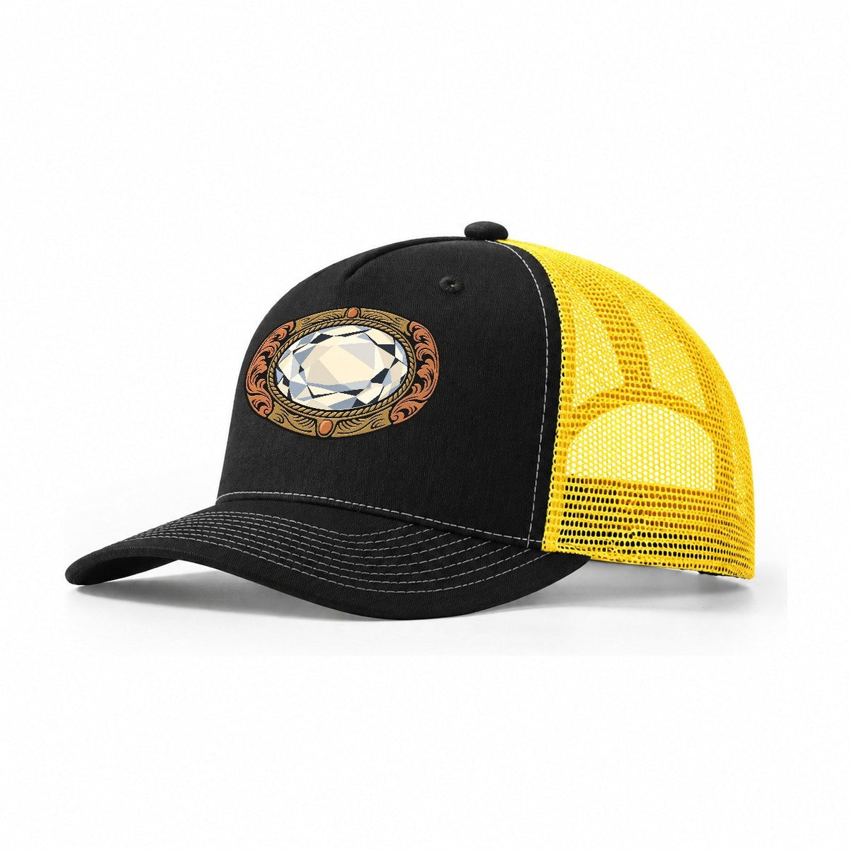 Moonstone Buckle Sundown Familiars Trucker Hat – Black Yellow