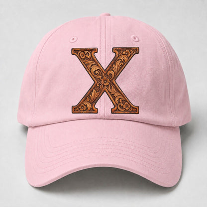 Tooled Leather X Monogram Baseball Cap – Pink