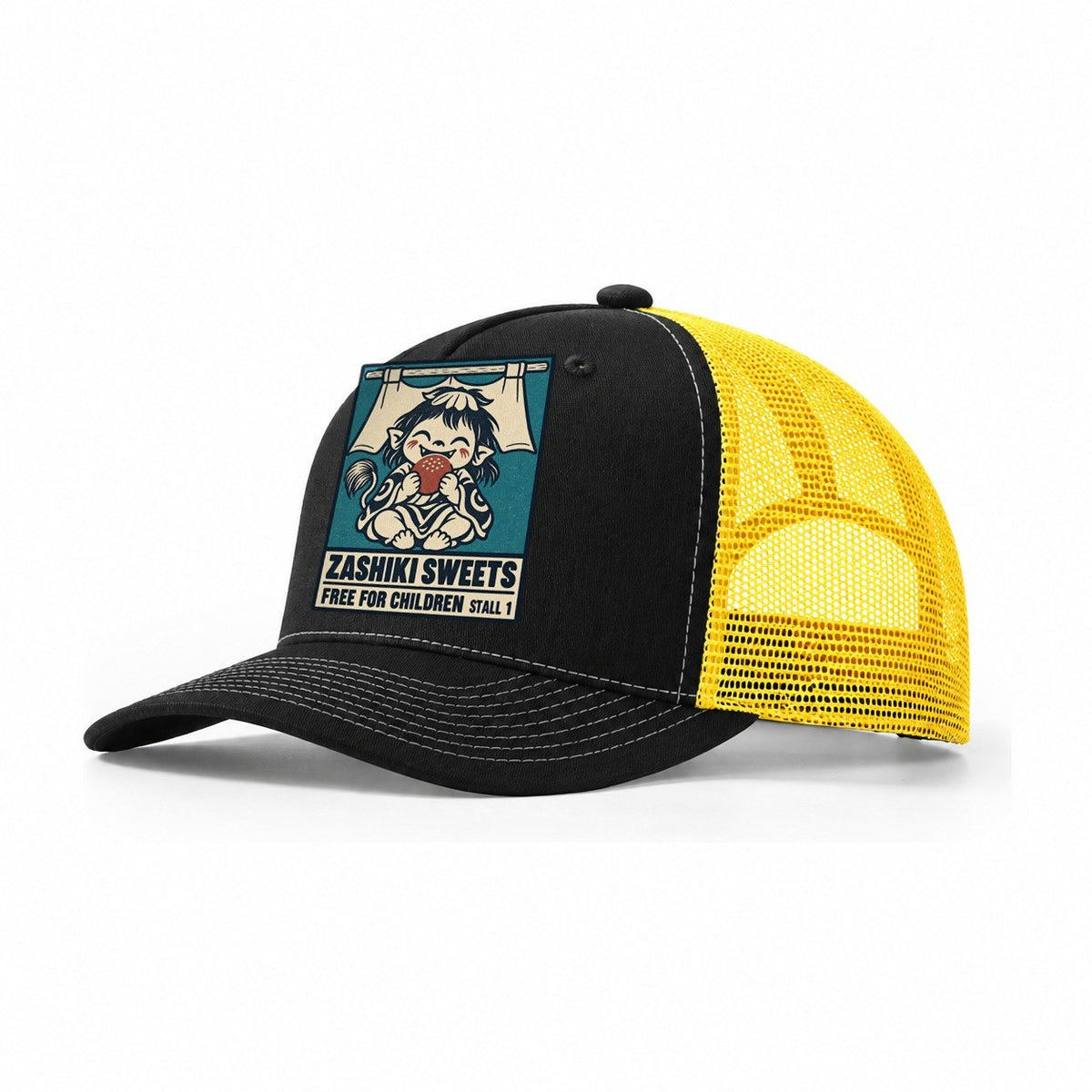 Zashiki Sweets Yokai Night Market Trucker Hat – Black Yellow