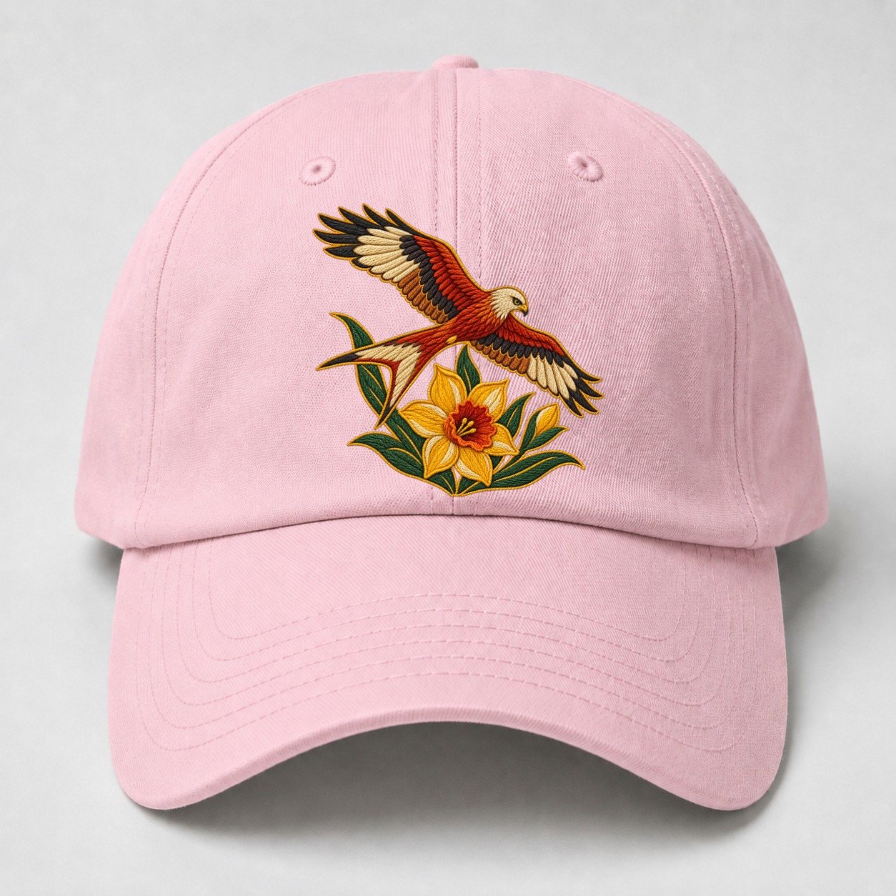 Welsh Daffodil And Red Kite Uk Culture Heritage Baseball Cap – Pink