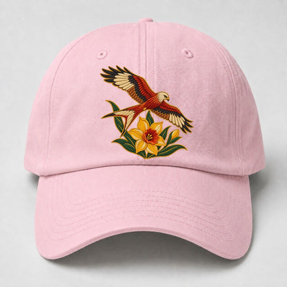 Welsh Daffodil And Red Kite Uk Culture Heritage Baseball Cap – Pink