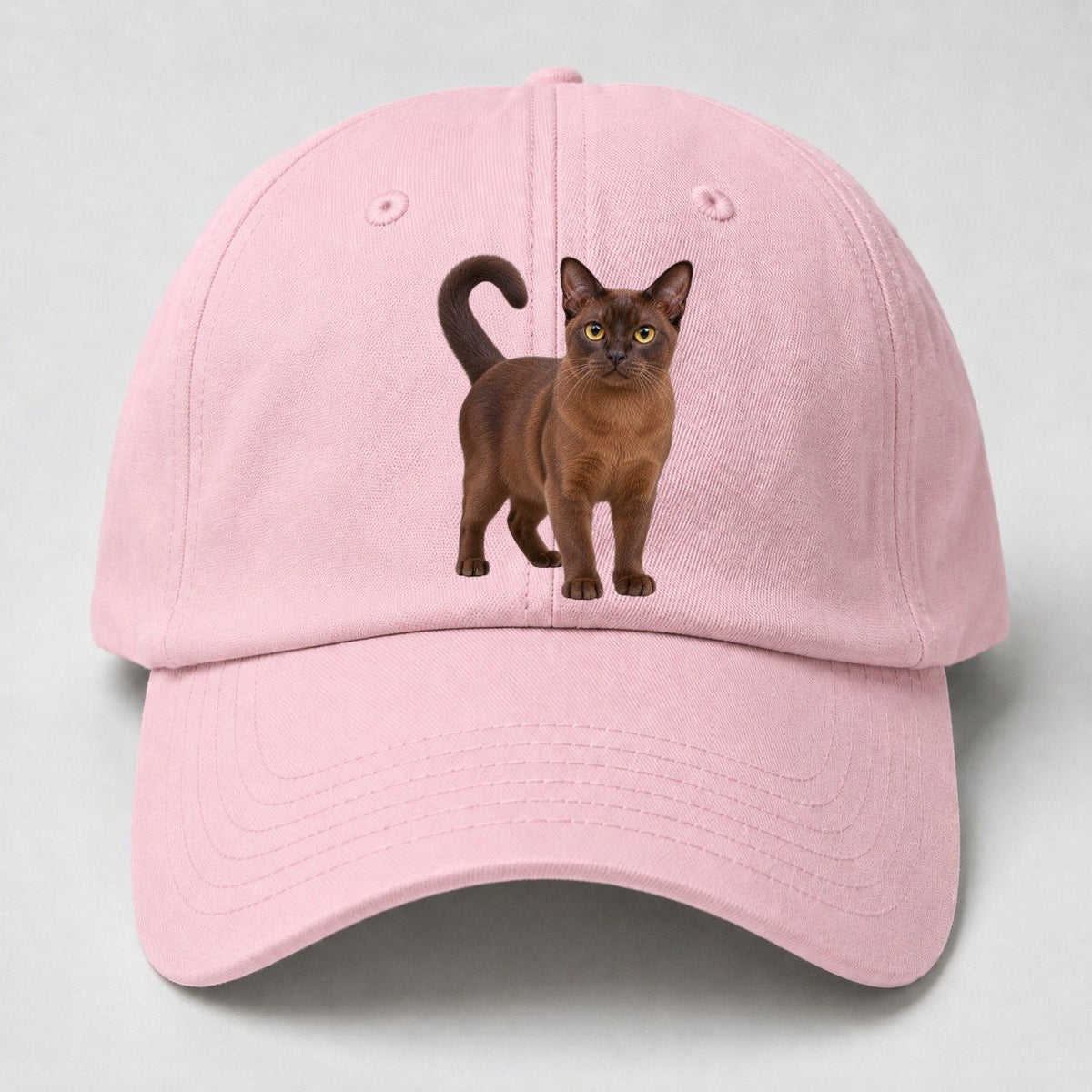 Burmese Standing Three Quarter Realistic Cat Portrait Baseball Cap – Pink