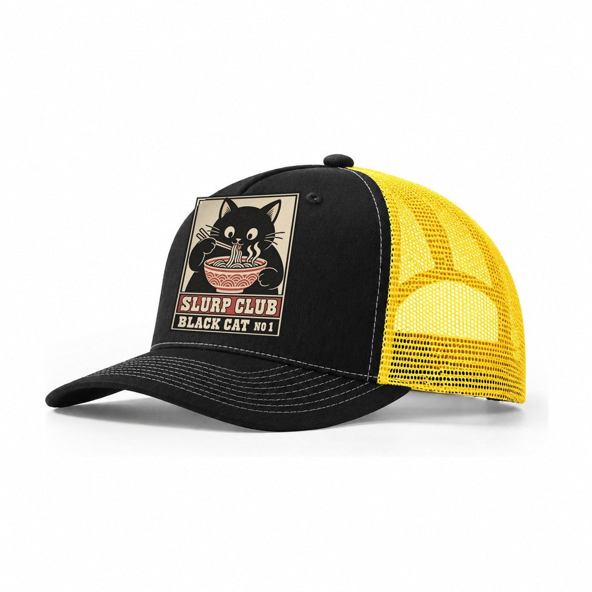 Black Cat Shoyu Slurp Club Trucker Hat – Black Yellow