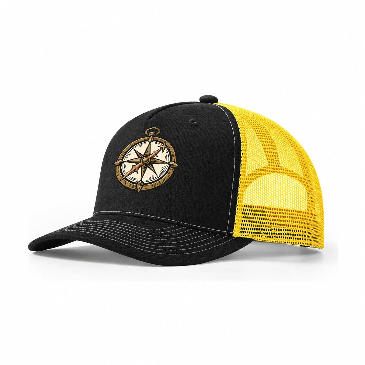 Cactus Compass Needle Sundown Familiars Trucker Hat – Black Yellow