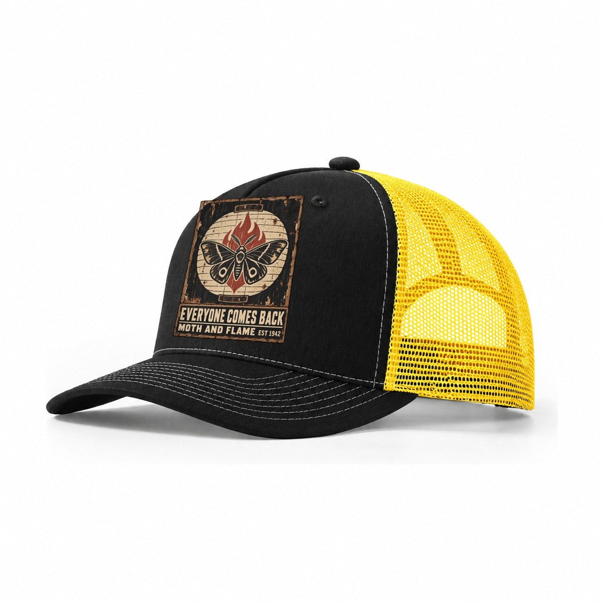 Moth And Flame Izakaya Rules Trucker Hat – Black Yellow