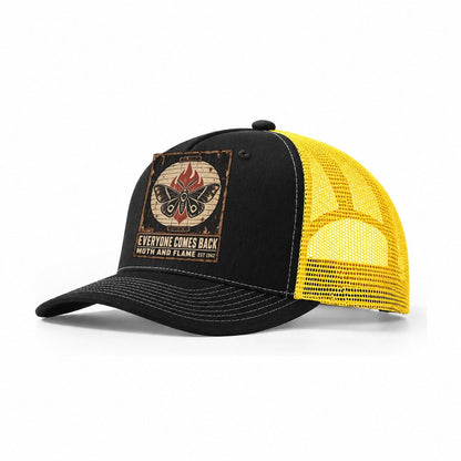 Moth And Flame Izakaya Rules Trucker Hat – Black Yellow