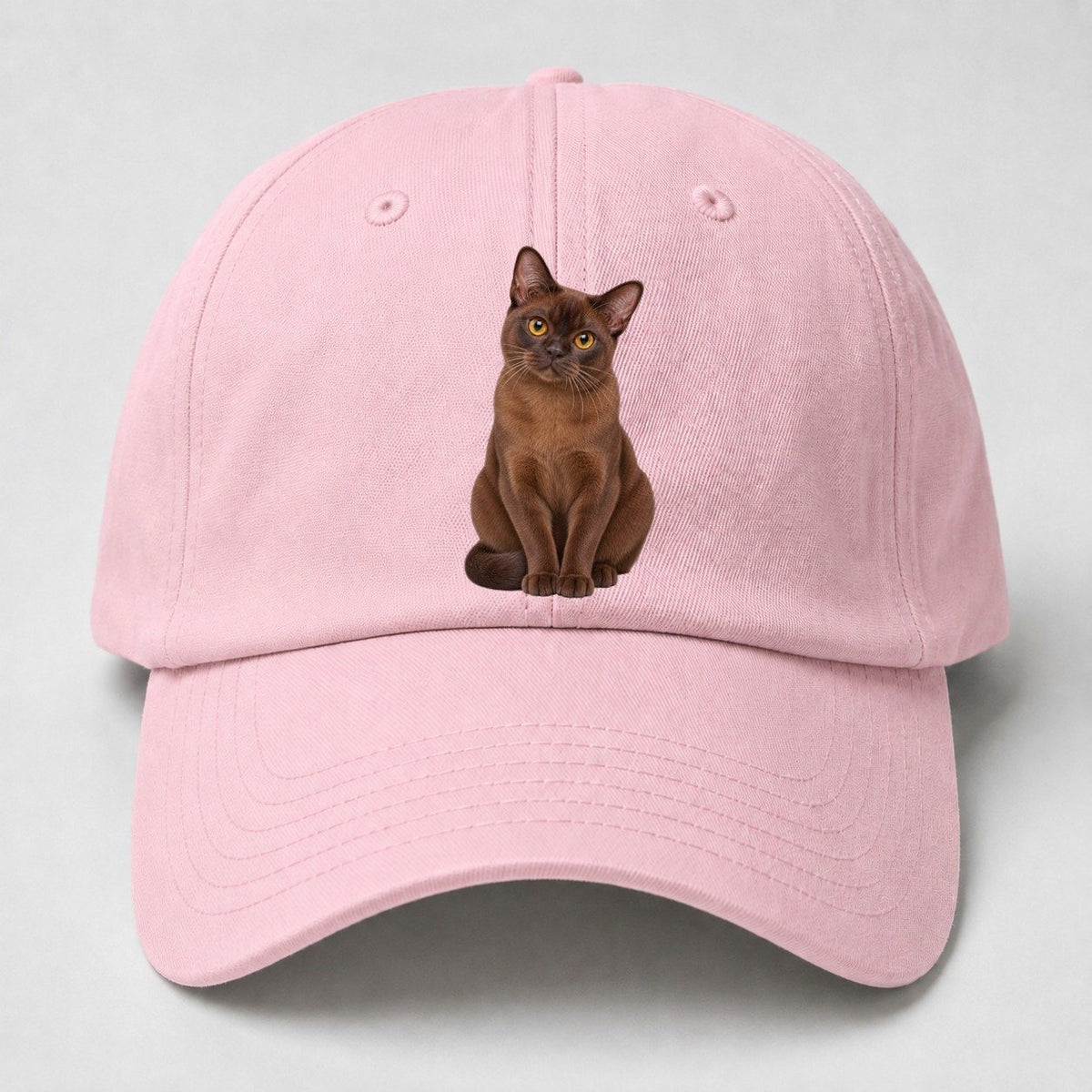 Burmese Seated Portrait Realistic Cat Portrait Baseball Cap – Pink