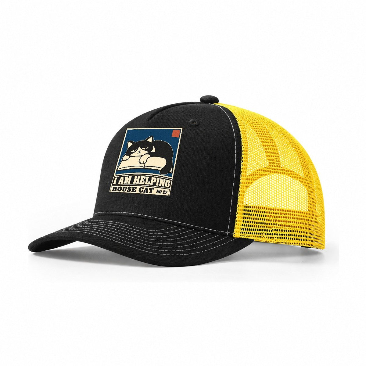 I Am Helping Neko Says No Trucker Hat – Black Yellow