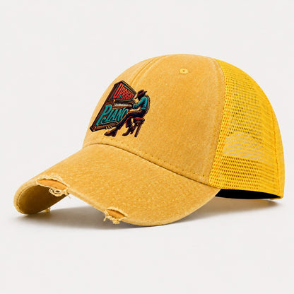 Upright Piano Wordmark Music Instruments Washed Trucker Hat – Yellow