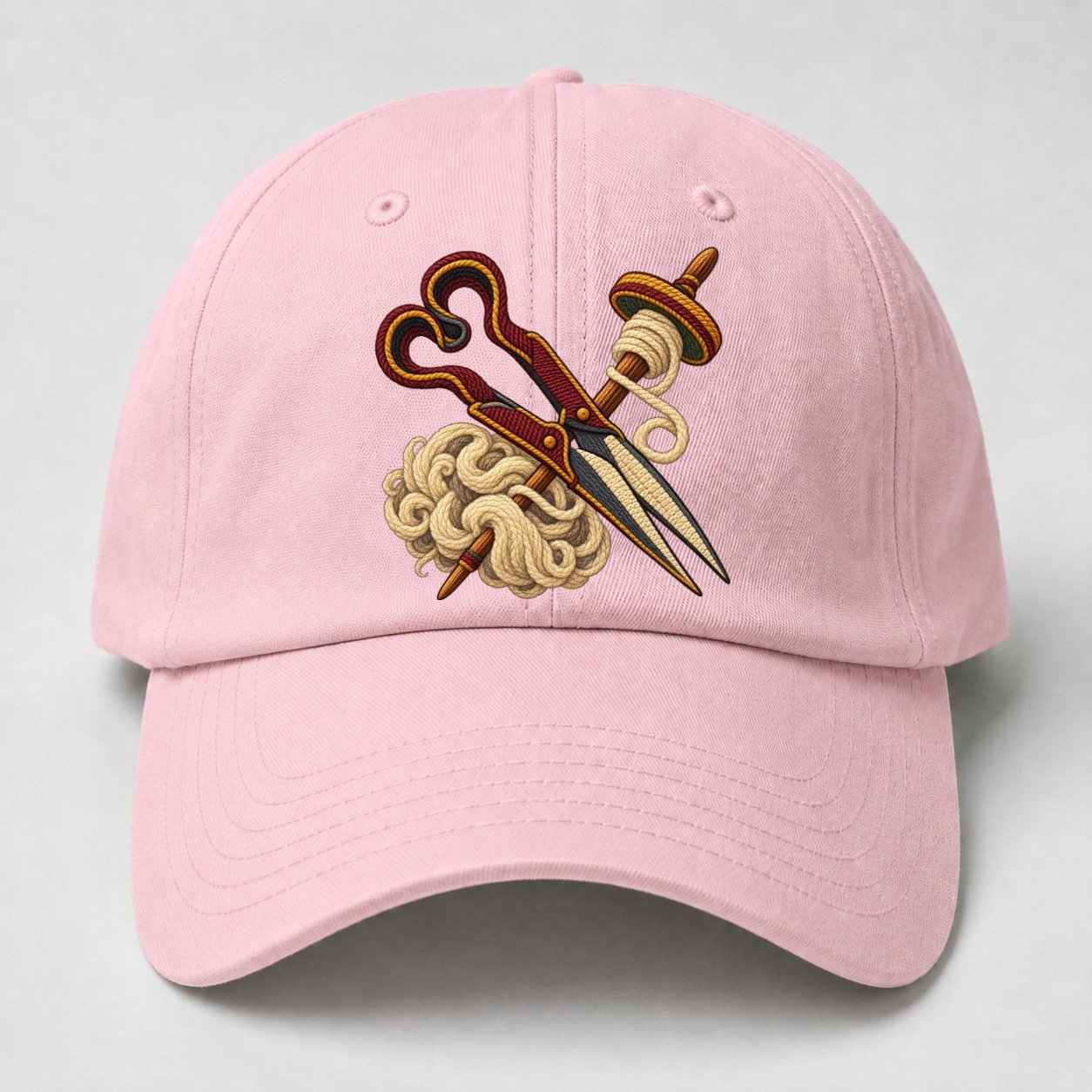 Welsh Wool Shears Spindle And Fleece Uk Culture Heritage Baseball Cap – Pink