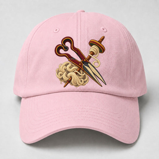 Welsh Wool Shears Spindle And Fleece Uk Culture Heritage Baseball Cap – Pink