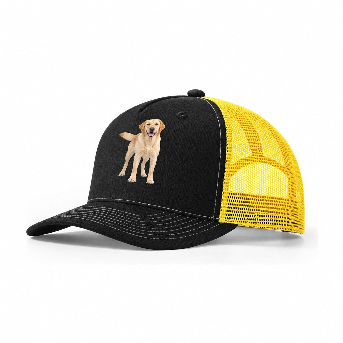 Labrador Retriever Standing Top Breeds Trucker Hat – Black Yellow