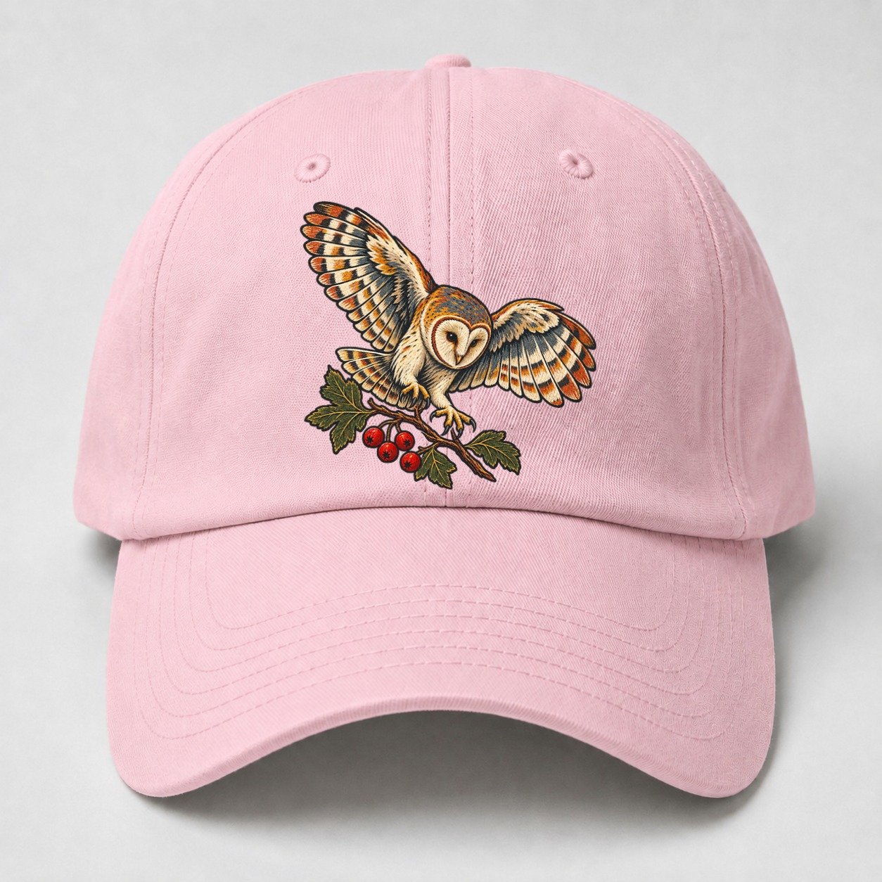 Barn Owl And Hawthorn Berries Uk Culture Heritage Baseball Cap – Pink