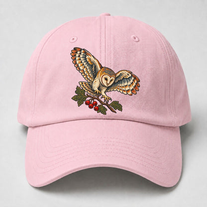 Barn Owl And Hawthorn Berries Uk Culture Heritage Baseball Cap – Pink