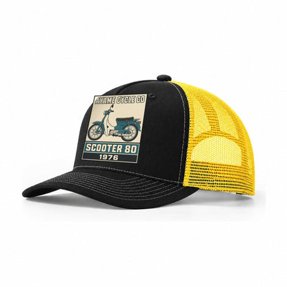 Ayame Scooter 80 Showa Speed Plates Trucker Hat – Black Yellow
