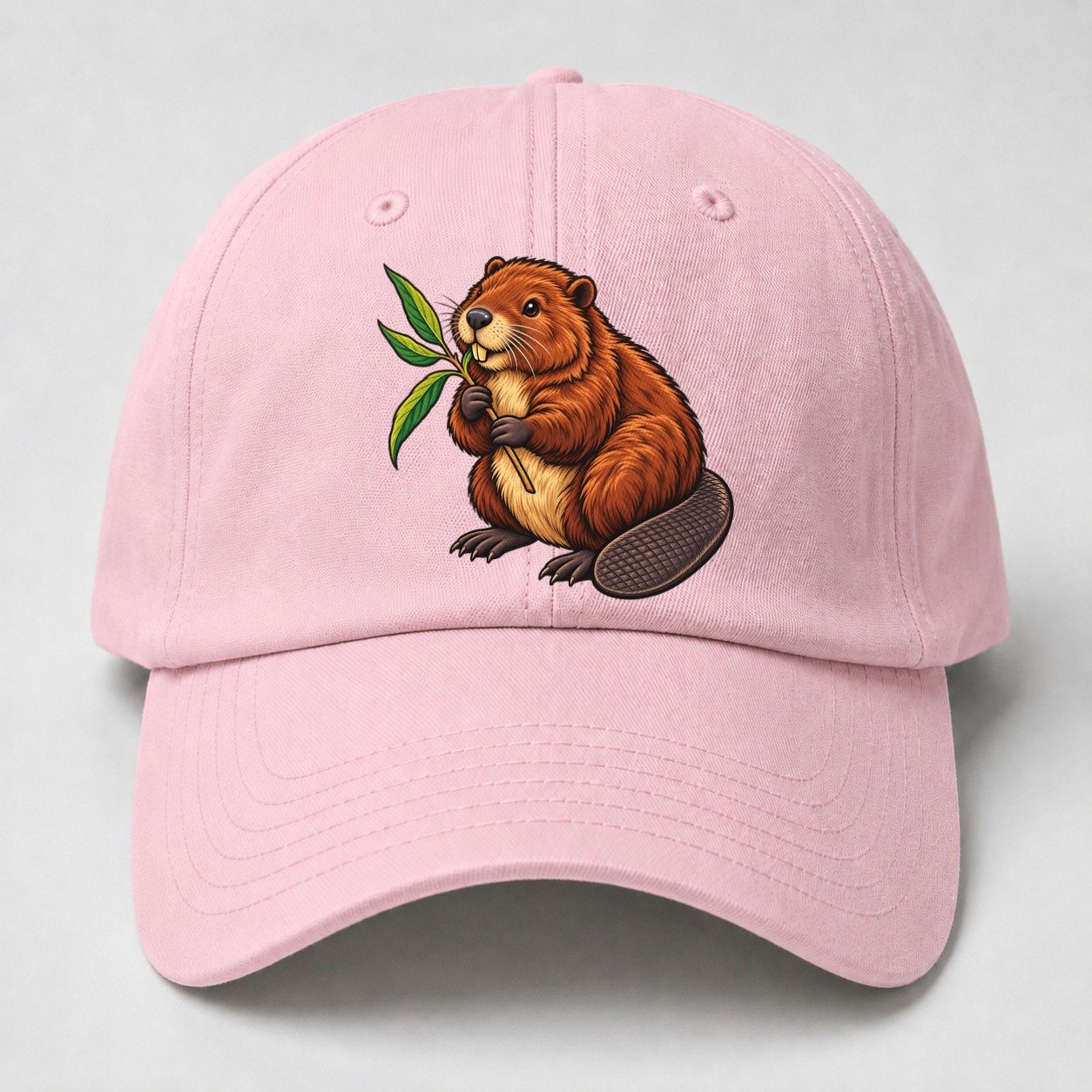 North American Beaver And Willow Sprig Canada Cultural Icons Baseball Cap – Pink