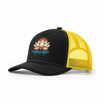 Lotus Dawn Quiet Wards Heritage Trucker Hat – Black Yellow